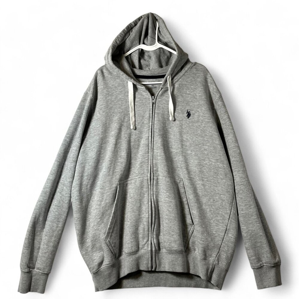 US Polo Assn Fleece Hoodie Sweatshirt Heather Gray Size 2 XL